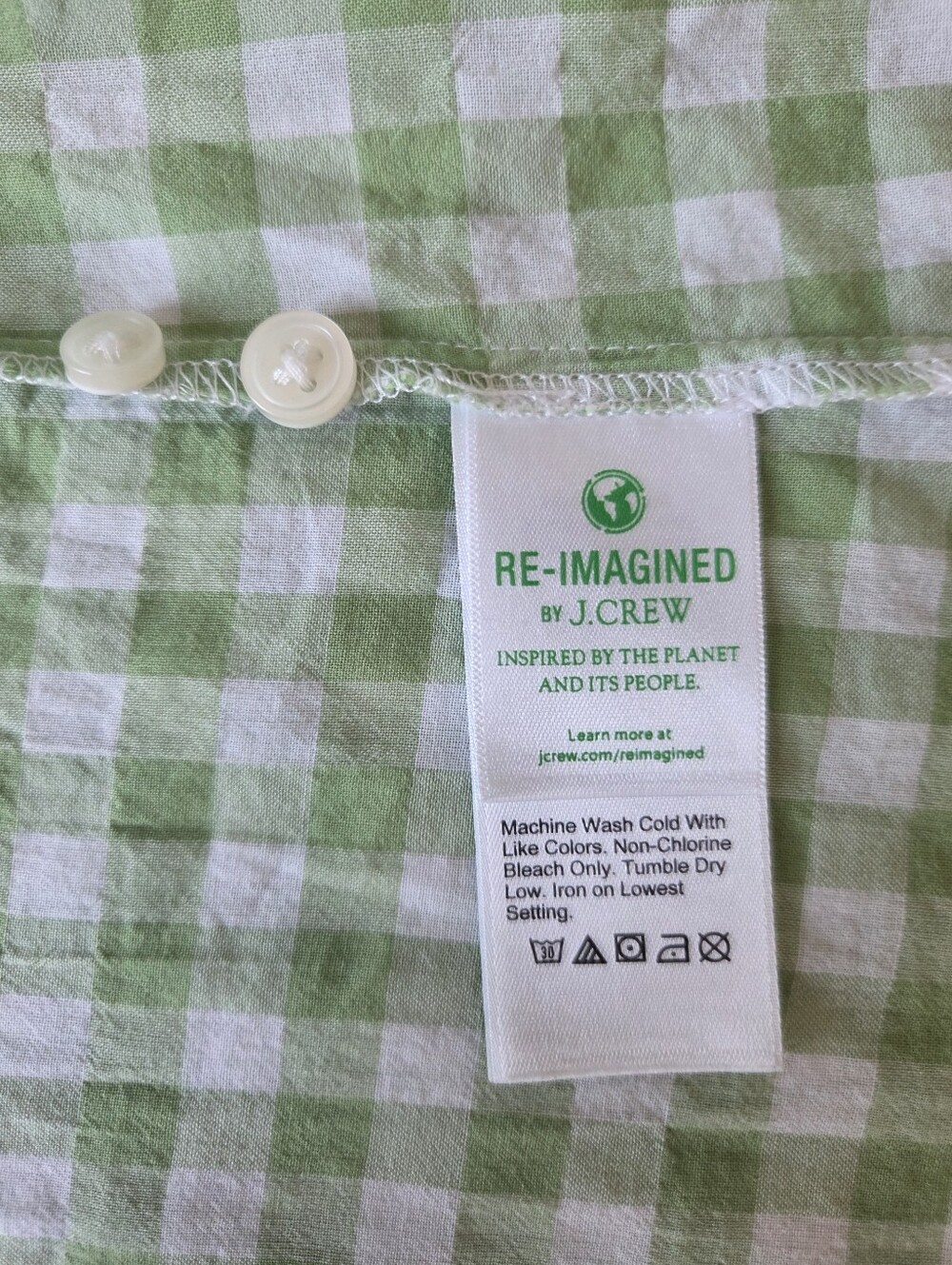 J. Crew Classic Fit Ruffle Popover Green Gingham Blouse Womens Size 00 - Picture 7 of 8
